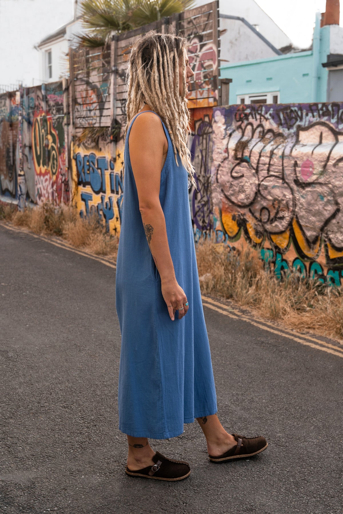 Bee Jumpsuit Blue Lotus