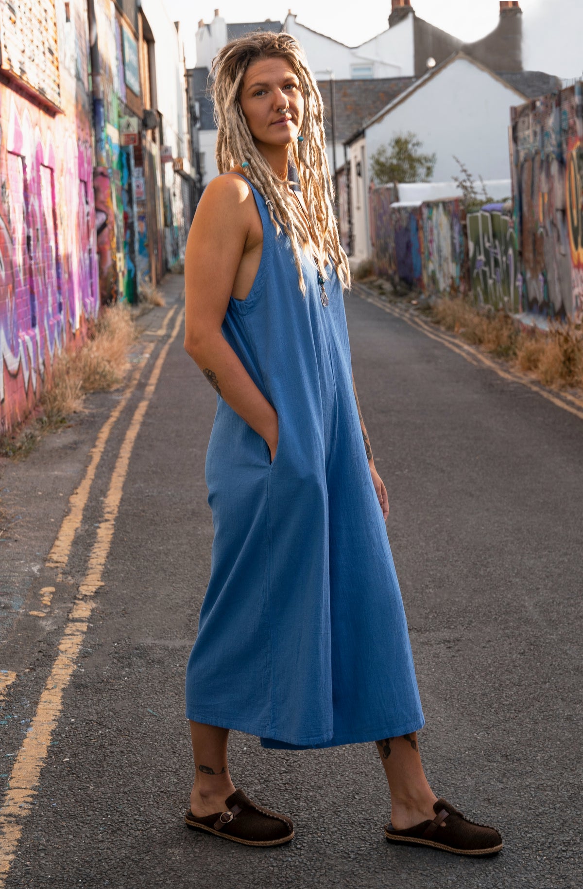 Bee Jumpsuit Blue Lotus