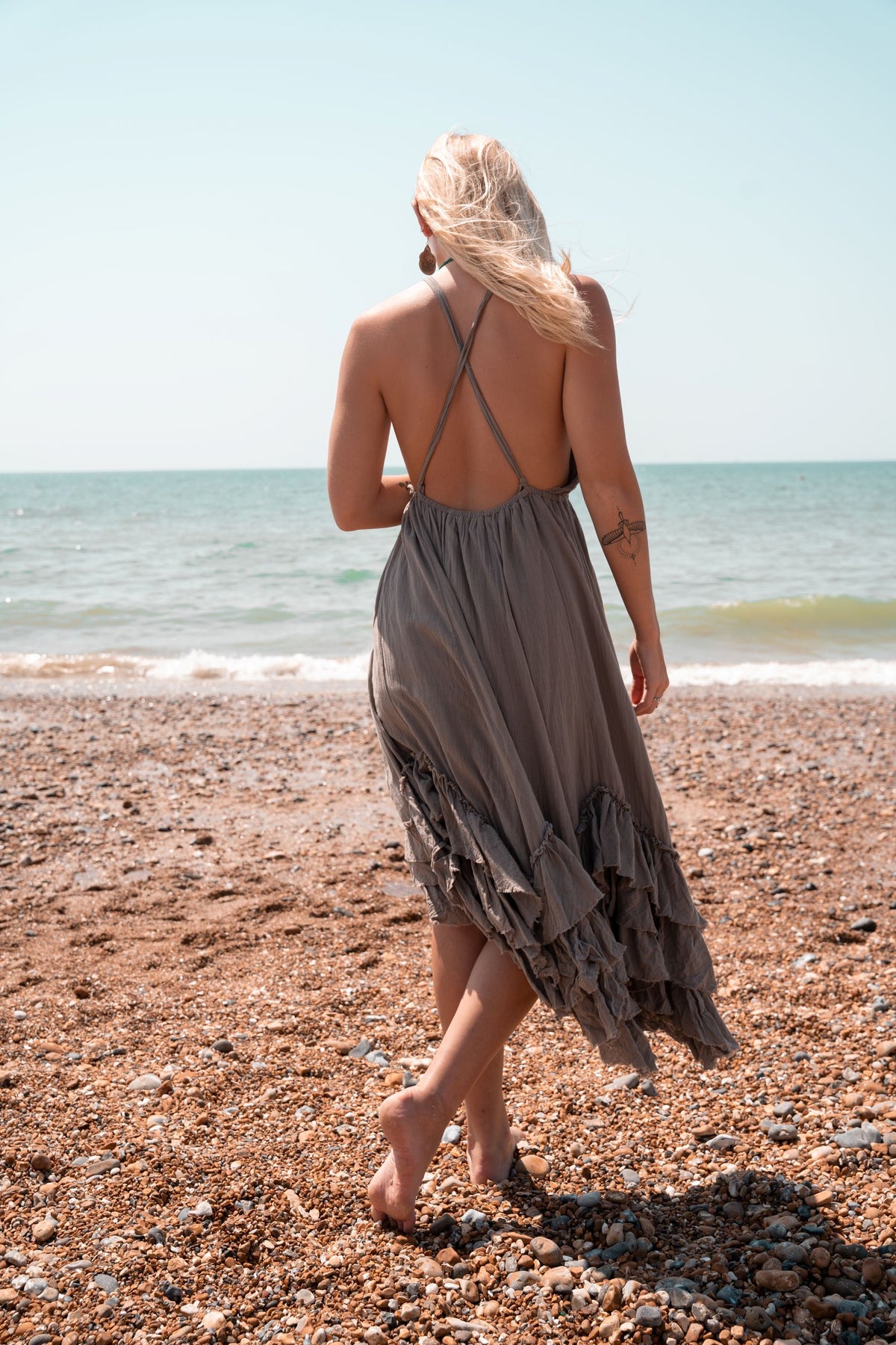 Ruffle Dress Stone
