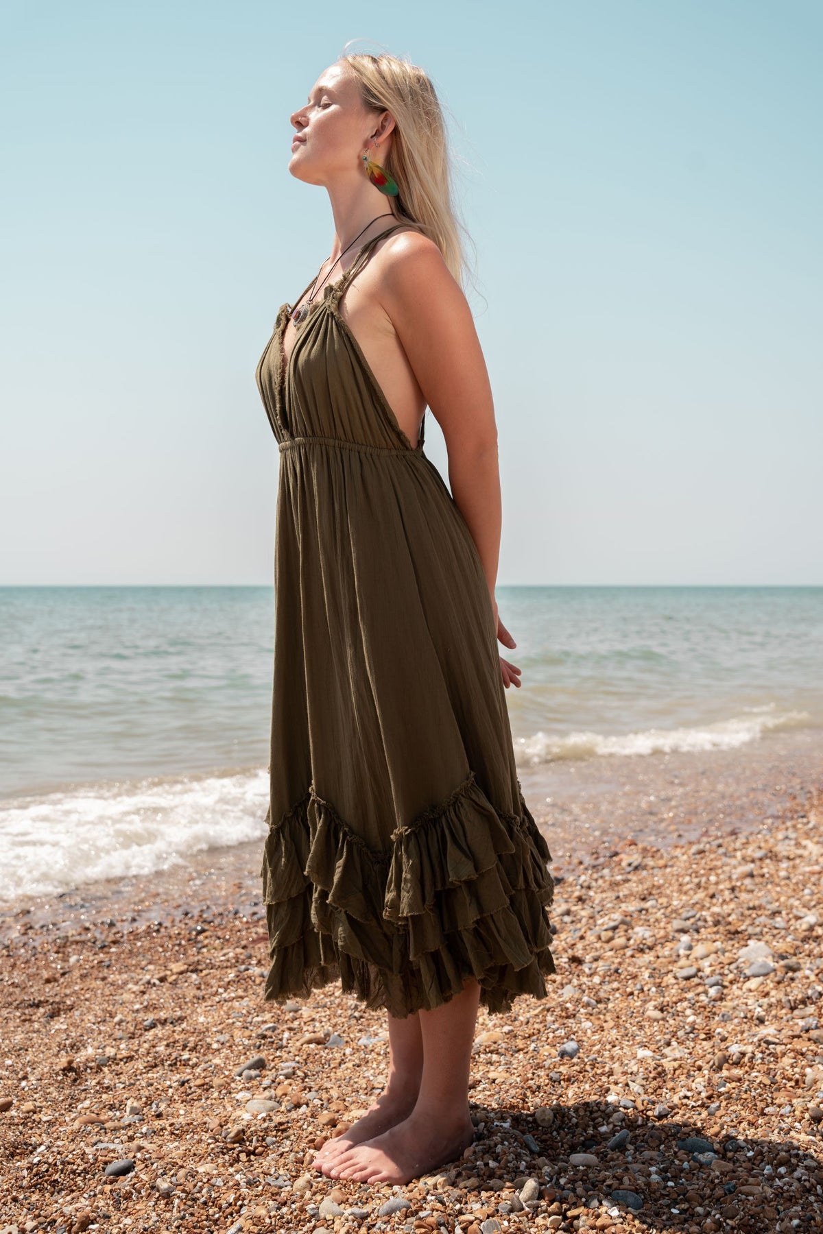 Ruffle Dress Khaki Green
