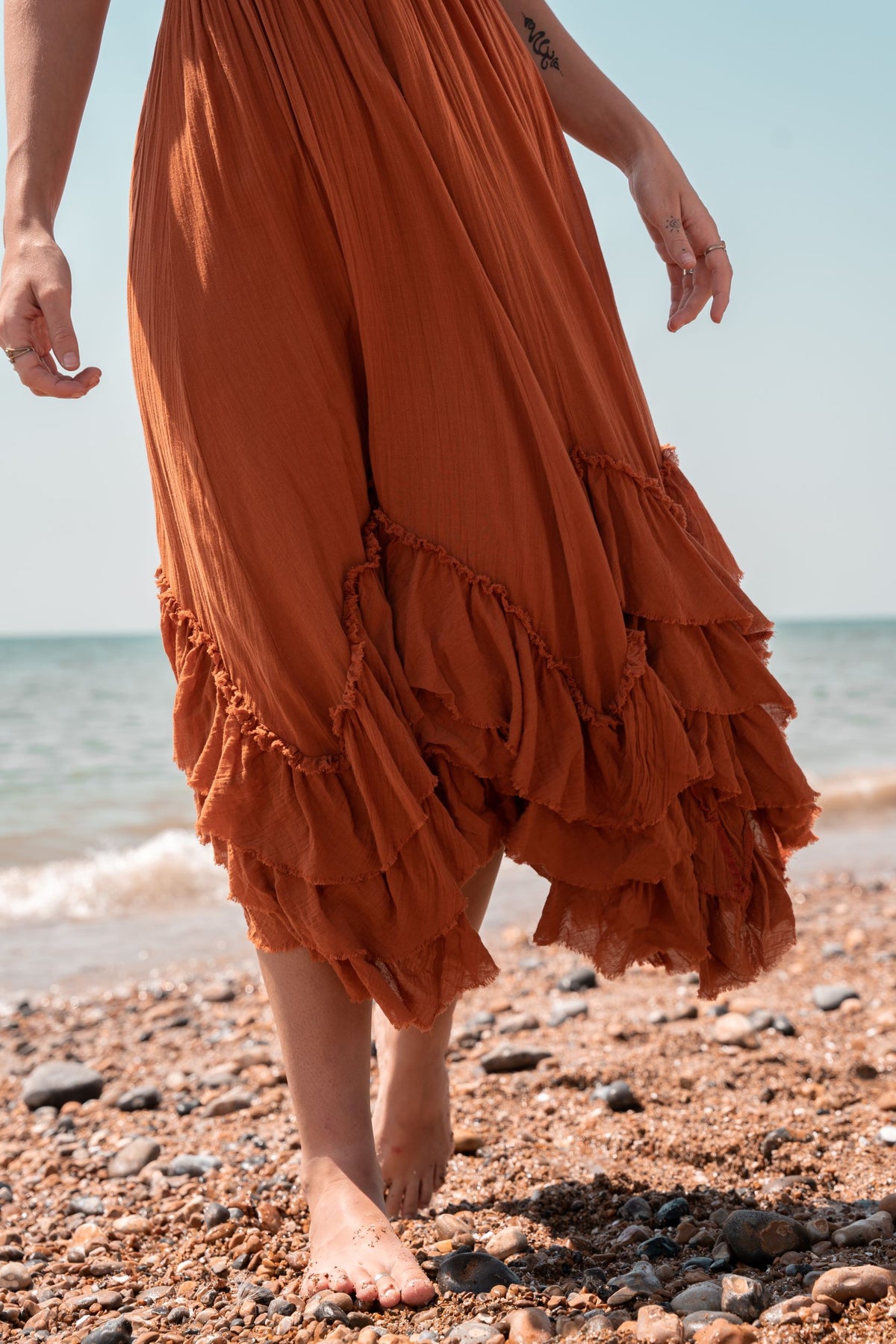 Ruffle Dress Rust