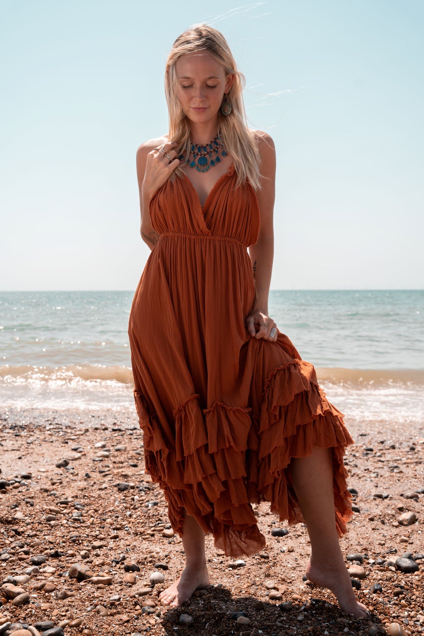 Rust boho maxi dress Clearance