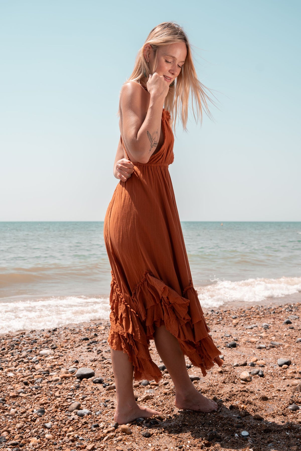 Ruffle Dress Rust